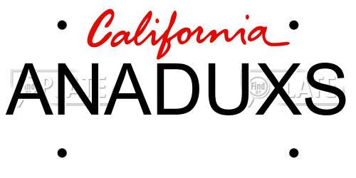 ANADUXS California License Plate