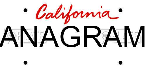 ANAGRAM California License Plate