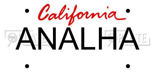 ANALHA California License Plate
