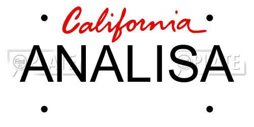 ANALISA California License Plate