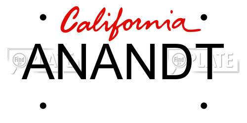 ANANDT California License Plate
