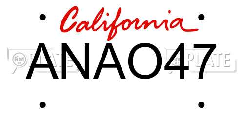ANAO47 California License Plate