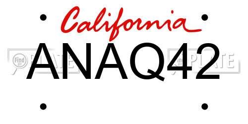 ANAQ42 California License Plate
