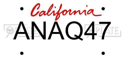 ANAQ47 California License Plate