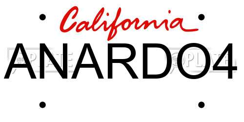 ANARDO4 California License Plate