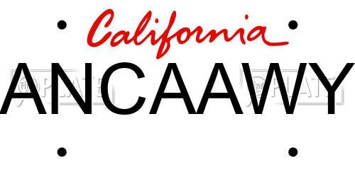 ANCAAWY California License Plate