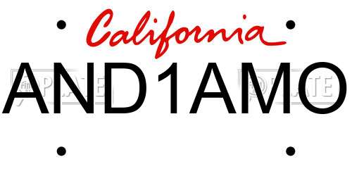 AND1AMO California License Plate
