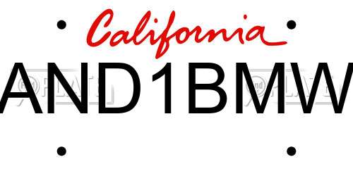 AND1BMW California License Plate