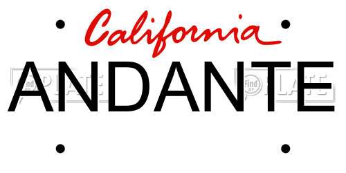 ANDANTE California License Plate