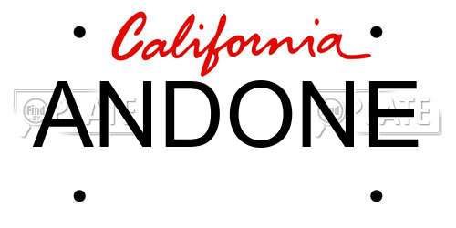 ANDONE California License Plate