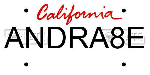 ANDRA8E California License Plate