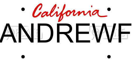 ANDREWF California License Plate
