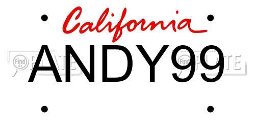 ANDY99 California License Plate