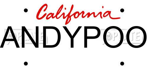 ANDYPOO California License Plate