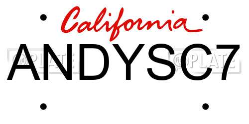 ANDYSC7 California License Plate