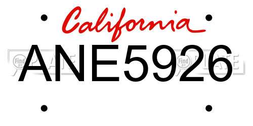 ANE5926 California License Plate
