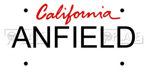 ANFIELD California License Plate