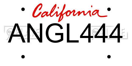 ANGL444 California License Plate