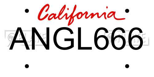 ANGL666 California License Plate