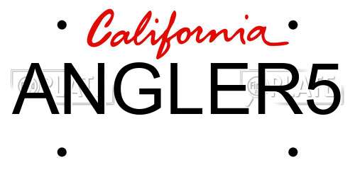 ANGLER5 California License Plate