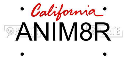 ANIM8R California License Plate