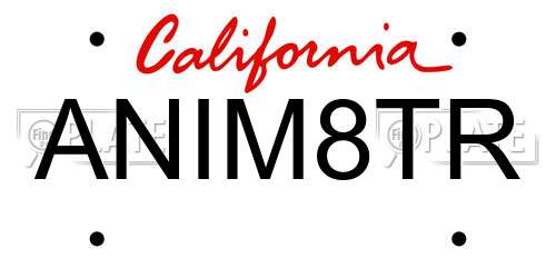 ANIM8TR California License Plate