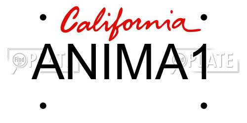 ANIMA1 California License Plate