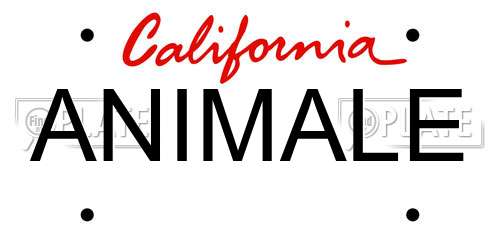 ANIMALE California License Plate