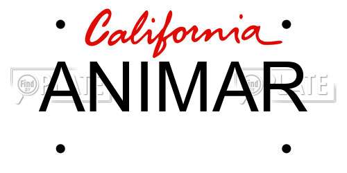 ANIMAR California License Plate
