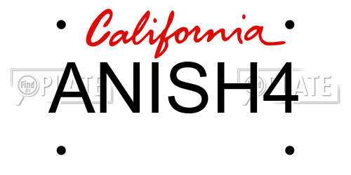 ANISH4 California License Plate