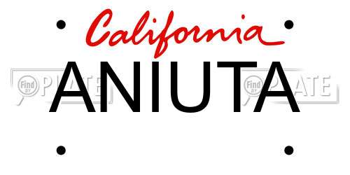 ANIUTA California License Plate