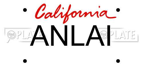 ANLAI California License Plate