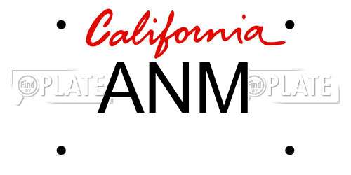 ANM California License Plate