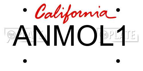 ANMOL1 California License Plate