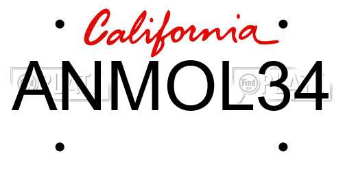 ANMOL34 California License Plate