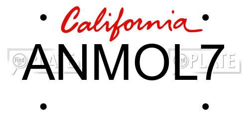 ANMOL7 California License Plate