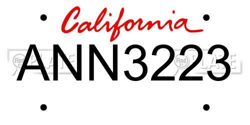 ANN3223 California License Plate