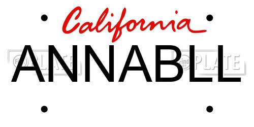 ANNABLL California License Plate
