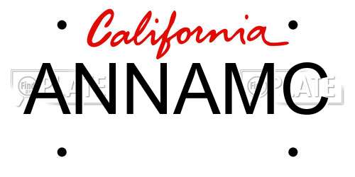 ANNAMC California License Plate