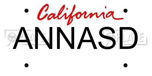ANNASD California License Plate