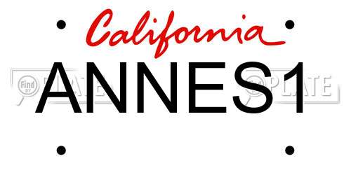 ANNES1 California License Plate