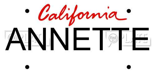 ANNETTE California License Plate