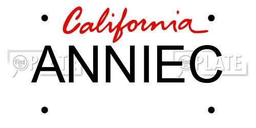ANNIEC California License Plate
