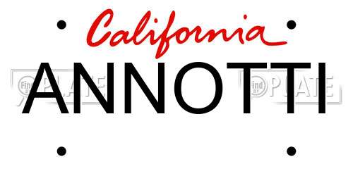 ANNOTTI California License Plate