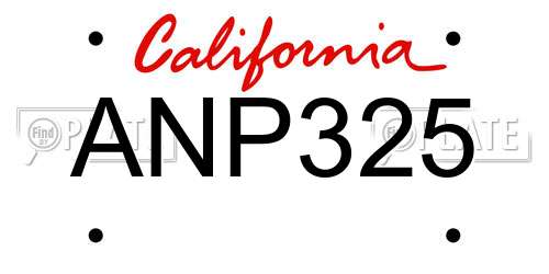 ANP325 California License Plate