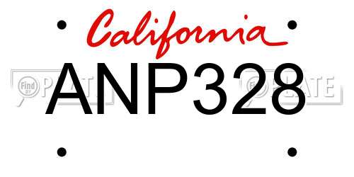ANP328 California License Plate