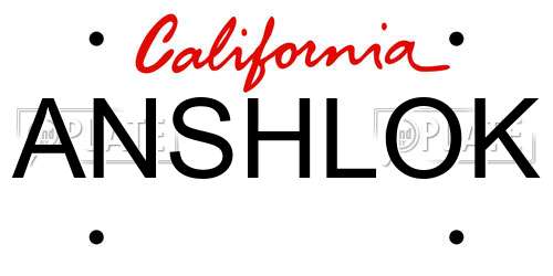 ANSHLOK California License Plate