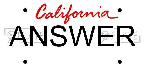 ANSWER California License Plate