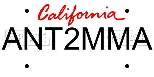 ANT2MMA California License Plate