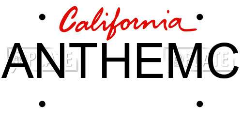 ANTHEMC California License Plate